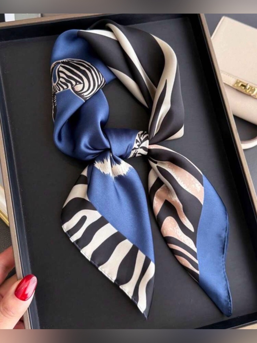 Zebra Print Blue Scarf M782